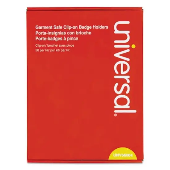 Universal Clear Badge Holders w/Garment-Safe Clips, 3 x 4, White Inserts, 50/Box image {2}