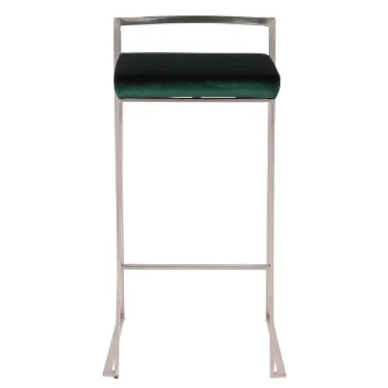 Set of 2 30" Fuji Contemporary Stackable Barstools Stainless Steel - Lumisource image {6}
