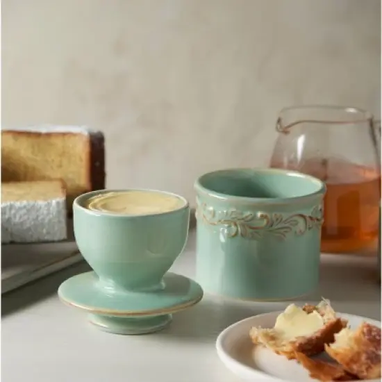 Butter Bell&reg; Crock &ndash; Sea Spray Antique Ceramic Butter Keeper, Vintage-Style Butter Dish for Fresh, Spreadable Butter image {1}