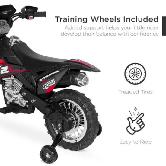 Best Choice Products 6V Kids Electric Battery Powered Ride On Motorcycle w/ Training Wheels, Lights, Music image {5}