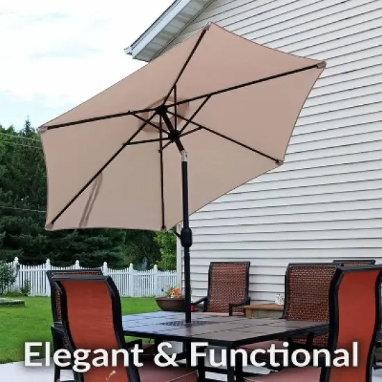 Sunnydaze Outdoor Aluminum Patio Table Umbrella with Polyester Canopy and Push Button Tilt and Crank image {3}