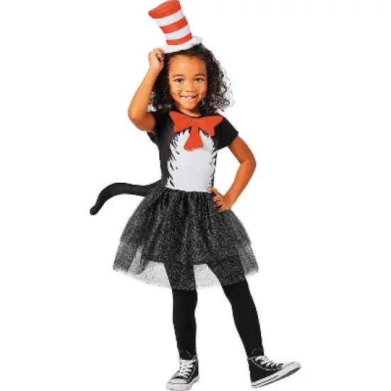 Dr. Seuss Girl's The Cat in the Hat The Cat Dress Halloween Costume Dress image {2}