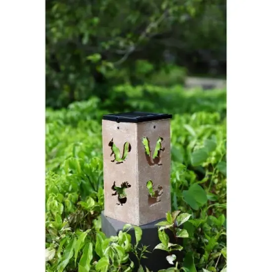 Techko Maid LED Solar 10.8" Portable Squirrel Cut Out Decorative Outdoor Lantern Clear image {5}
