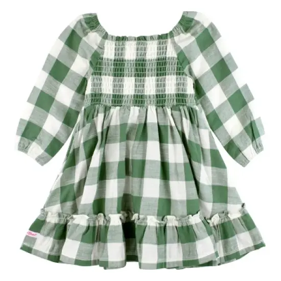 RuffleButts Baby Girls Long Sleeve Smocked Ruffle Hem Dress image {1}