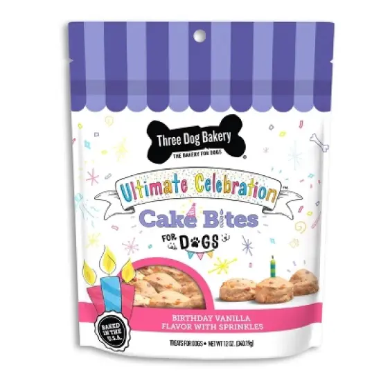 Three Dog Bakery Vanilla Flavor Cake Bites Dog Treats - 12oz image {7}