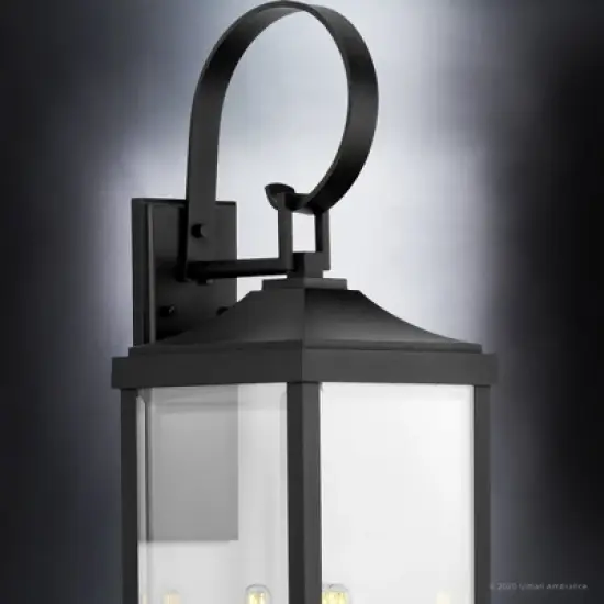 Urban Ambiance Luxury Transitional Outdoor Wall Sconce 30.625''H x 9.5''W,  Midnight Black Finish,  Calderdale Collection, UHP1404 image {4}