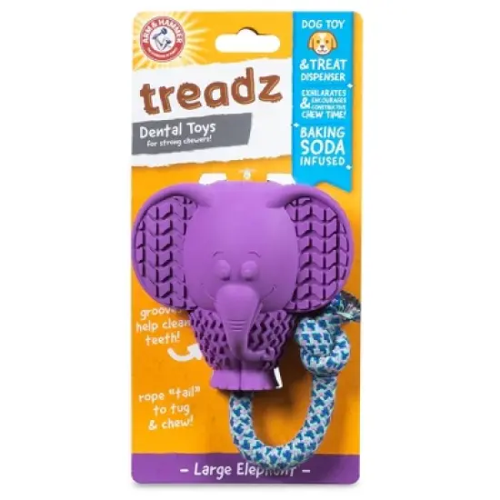 Arm & Hammer 3.34" Treadz Large Elephant Dog Rope Plush Toy - Purple image {5}