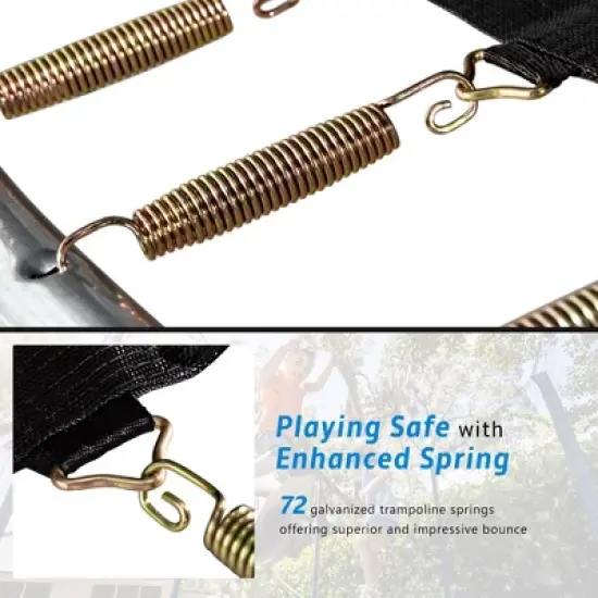 Kids Trampoline with Safety Fence Netting, Ladder and Wind Stakes - ModernLuxe image {8}