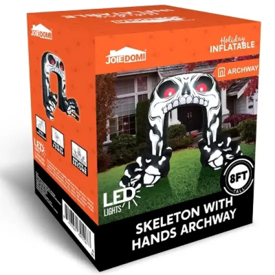 Joyfy 8 FT Tall Halloween Inflatable Outdoor Decoration, Giant Skeleton with Hands Grabbing Archway Inflatable for Halloween Yard Garden Lawn Decor image {6}