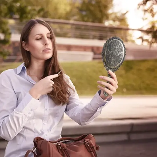 Unique Bargains Hand Mirror with Handle 9.8" L x 4.5" W 1 Pc image {5}