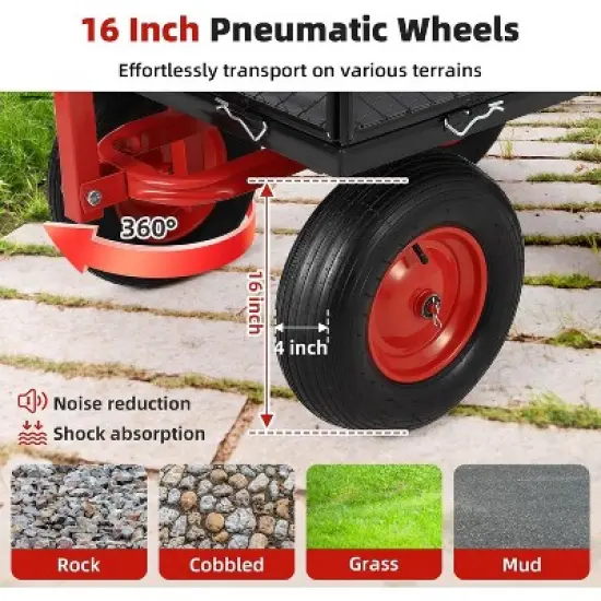 Heavy Duty Metal Garden Cart &ndash; 880 lbs Capacity Utility Wagon with Removable Sides & 10" All-Terrain Wheels, Yard Wagon image {4}