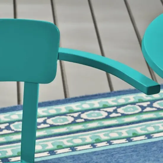 Haiti 3pc Iron Patio Bistro Set - Matte Teal - Christopher Knight Home image {2}