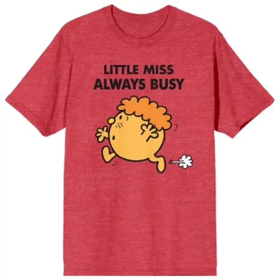Mr. Men And Little Miss Meme Little Miss Always Busy Crew Neck Short Sleeve Red Heather Women's T-shirt image {7}