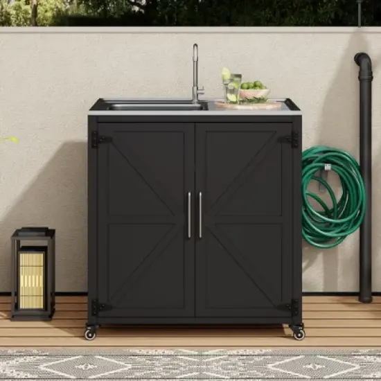 Whisen Outdoor Modular Kitchen Sink with Cabinet - Matte Black image {16}