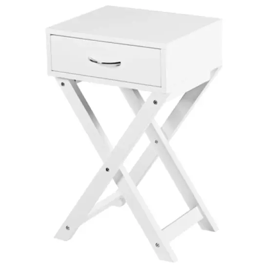 Tangkula Modern Versatile Nightstand X-shape Wooden End Table with Drawer Accent Side Table for Bedroom Black/White image {11}