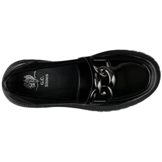 GC Shoes Vita Patent Buckle Lug Sole Platform Loafers image {3}