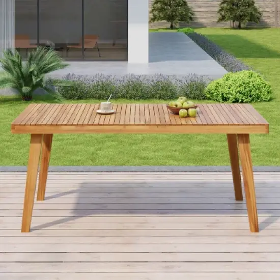 Christopher Knight Home Zeke Rustic Acacia Wood Outdoor Dining Table with Slatted Top image {10}