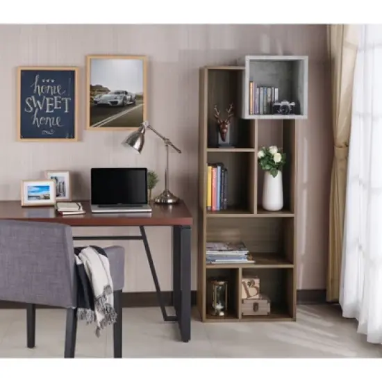 66.46" Durandyl Contemporary Bookcase Honey Walnut - HOMES: Inside + Out image {3}