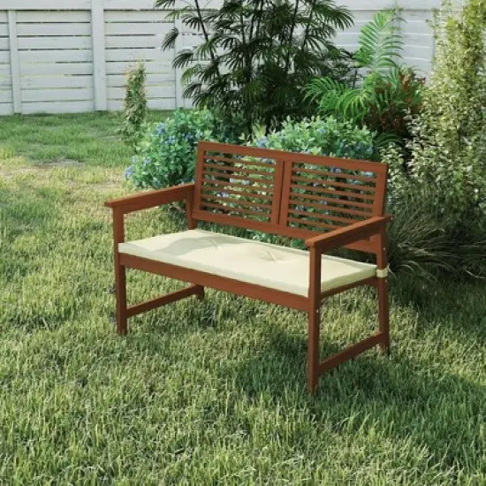 HOMLUX Outdoor 2-Seat Garden Bench Porch Chair with Removable Cushion, Weatherproof image {4}