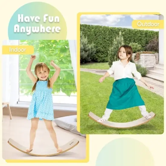 Costway Wooden Wobble Balance Board Kids Adult 35''  Rocker Board Toy Support 660LBS image {5}