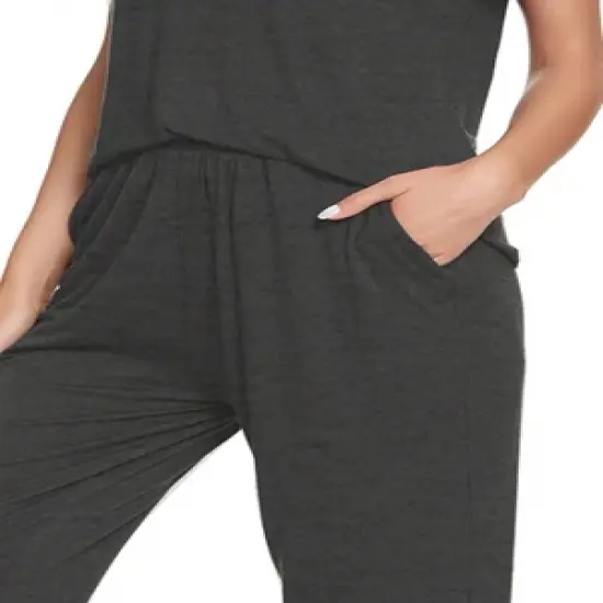 cheibear Womens Sleepwear V-Neck with Lace Nightwear with Pants Loungewear Pajama Set image {4}