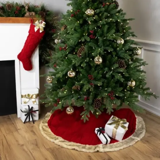 Northlight Cable Knit Christmas Stocking with Cuff - 21.5" - Red image {2}