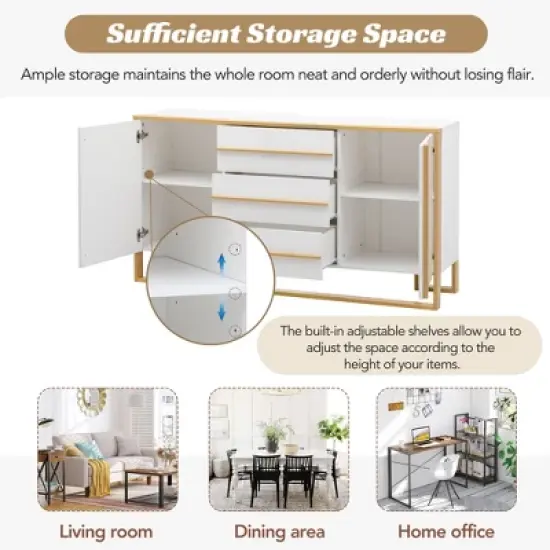 Contemporary 59" Sideboard with Large Storage and Gold Metal Legs - ModernLuxe image {5}
