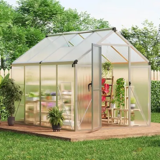 GustoWave Easy To Assemble Walk-In Aluminum Greenhouse In Green. (Upgraded Handle Version) image {9}