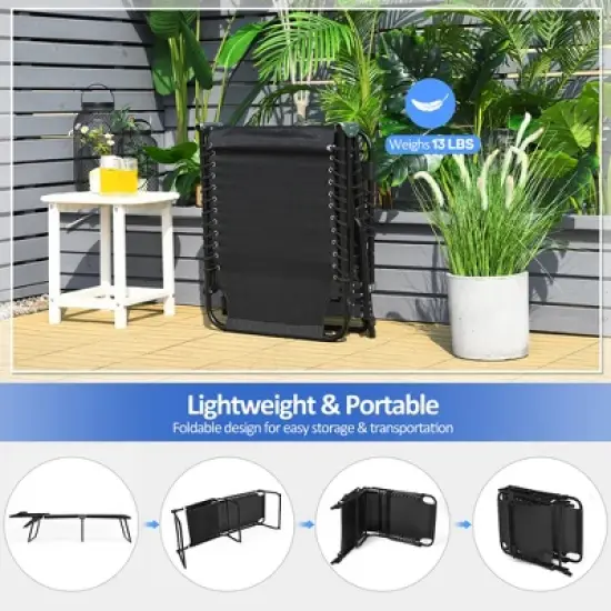 Costway Folding Lounge Chaise 16'' High Recline Chair W/Adjustable Backrest and Footrest image {5}