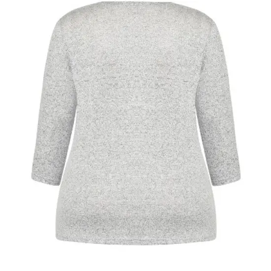 Women's Plus Size V Plain Hacci Top - gray | AVENUE image {5}