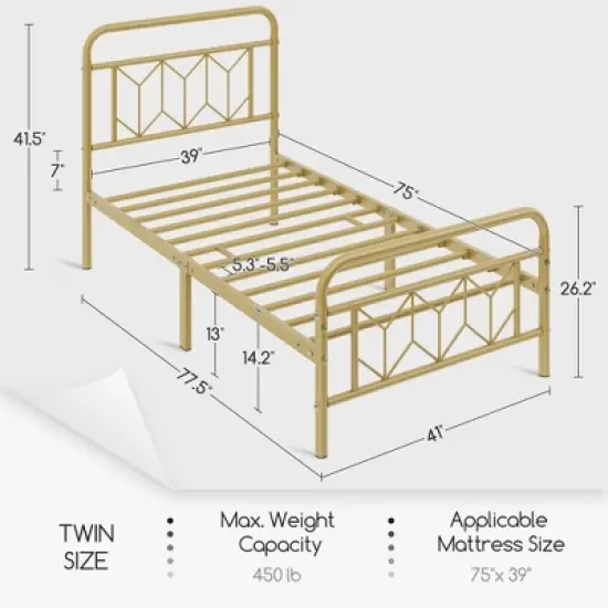Yaheetech Vintage Metal Bed Frame with Headboard image {2}