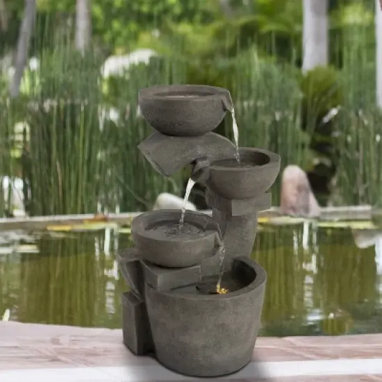 Nature Spring 4-Tiered Bowl Outdoor Water Fountain image {3}