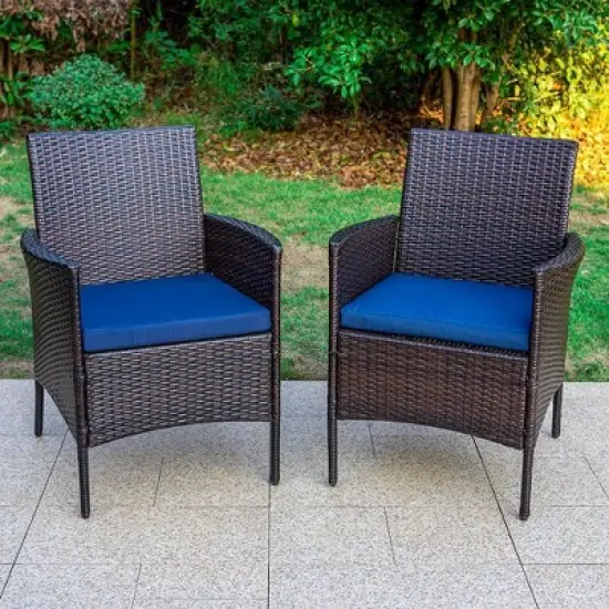 5pc Patio Set with Wicker Chairs & 28" Propane Gas Fire Pit Table - Captiva Designs image {1}