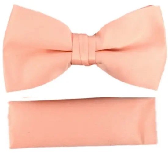 New Men's Solid Pre Tied Bow Tie and Hanky Set image {29}