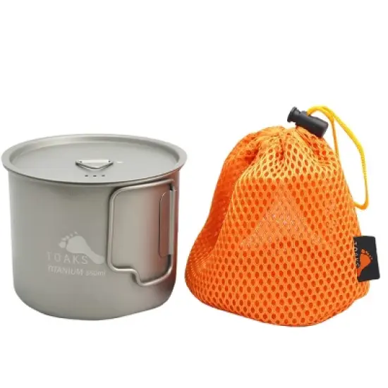 TOAKS Ultralight Titanium Camping Cook Pot with Foldable Handles and Lid image {3}