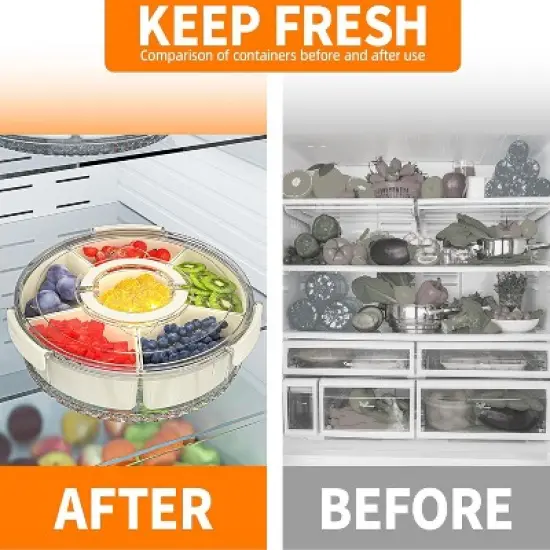 Attop Divided Serving Tray with Lid and Handle, Stackable Snackle Box Container for Fruits Candy Organizer image {6}