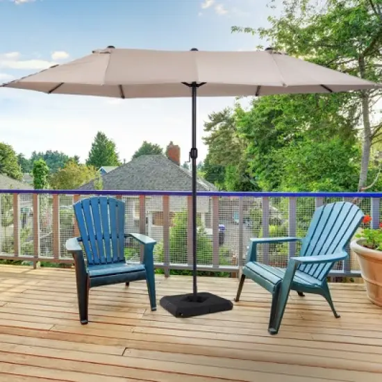 Outsunny 4-Piece Outdoor Patio Offset Umbrella Base Stand Weight Holder w/ Cross Base for Powerful Support, 158lbs Sand or 132lbs Water Filled, Black image {1}