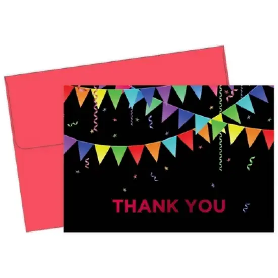 50ct Rainbow Pennant Red Foil Thank You Note Card & Envelopes image {3}