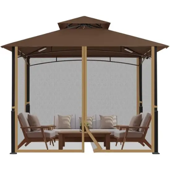 Aoodor Gazebo Netting Screen Replacement Universal 4-Panel Sidewalls 10' x 10' (Only Netting) image {7}