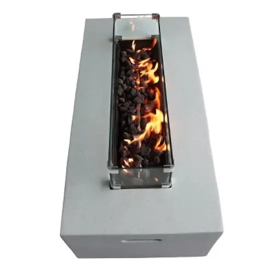 Rectangular Fiber-Reinforced Concrete Propane Outdoor Fire Pit Table image {8}