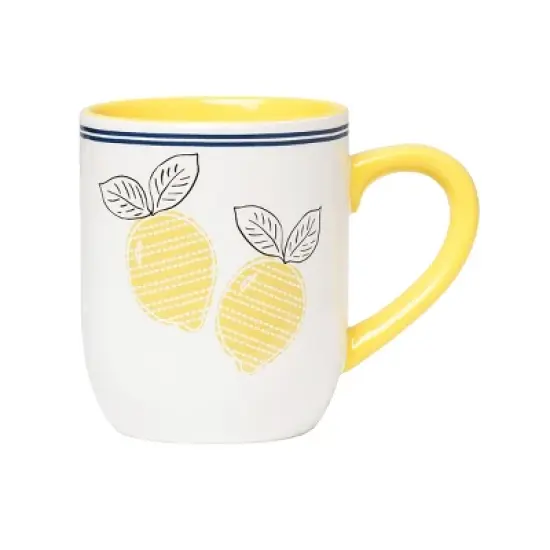 C&F Home Lemon Stripe Mug 16 oz image {3}