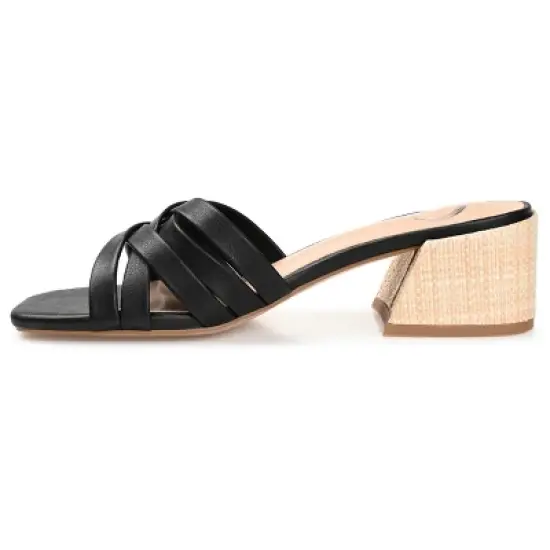 Journee Collection Womens Moree Open Square Toe Block Heel Sandals Black 7 image {1}