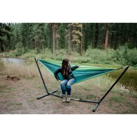 Stansport Newport 2 Person Traveler Backpack Nylon Hammock 108" x 57" Green/Teal image {4}