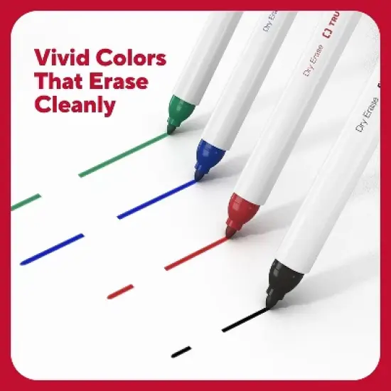 TRU RED Pen Dry Erase Markers Fine Tip Black 4/Pack TR54560 image {4}