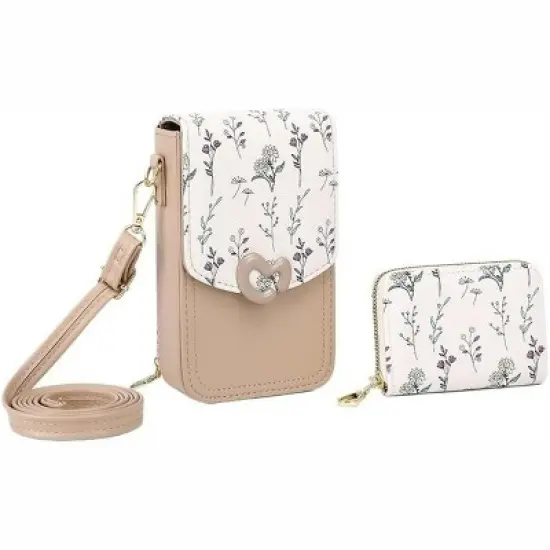 FATMOON Women's Leather Small Crossbody Cell Phone Bag - Adjustable Removable Strap Zipper Shoulder Handbag Purse with Mini Bag image {8}