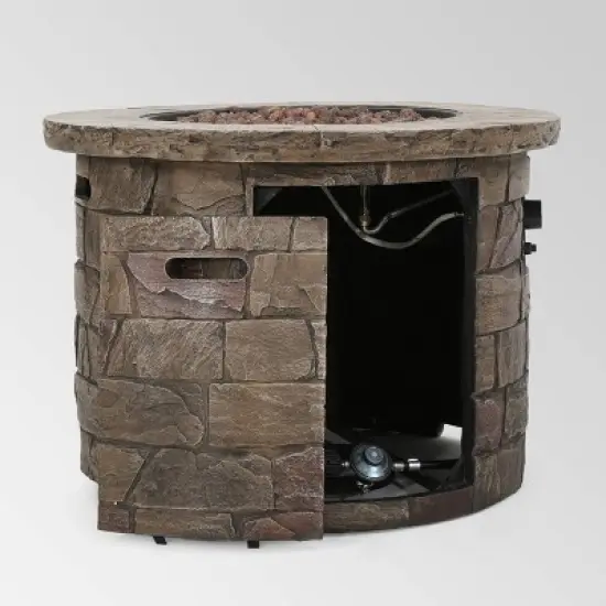 Stillwater Outdoor Circular Fire Table Natural Stone - Christopher Knight Home image {2}