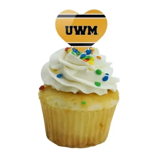 University of Wisconsin Milwaukee Official Stripes Heart Love Cupcake Picks Toppers Decoration Set of 6 image {4}