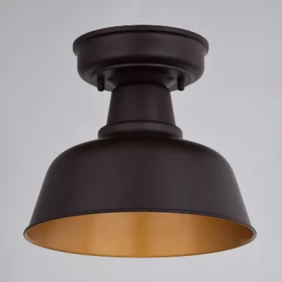 VAXCEL Cody Oil Rubbed Bronze and Light Gold Farmhouse Outdoor Flush Mount Ceiling Light image {9}