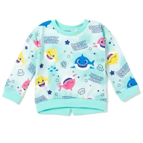 Pinkfong Baby Shark Daddy Shark Mommy Shark Girls Pullover Fleece Sweatshirt and Leggings Outfit Set Infant  image {1}