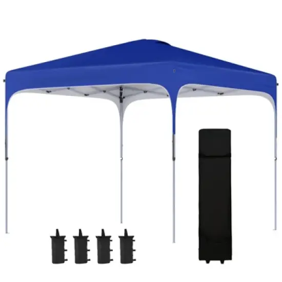 DSVIMOY 8'*8' Pop Up Canopy Tent with Carry Bag and 4 Sand Bags, Instant Tents for Parties, Height Adjustable, Blue, 99.5"*99.5"*105.5" image {4}